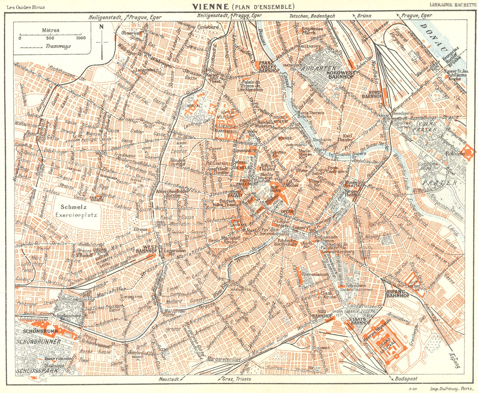 AUSTRIA. Vienne. Vienna 1914 old antique vintage map plan chart